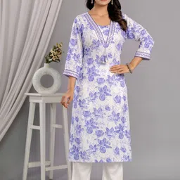 Veshviti Floral Printed V-Neck Straight Kurta-picture-28