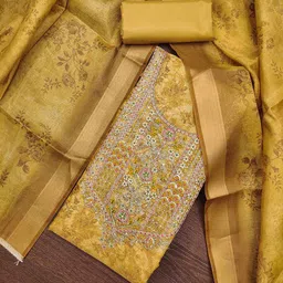KALINI Embellished Unstitched Dress Material-image-91