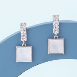 Kushal's Fashion Jewellery Gold-Plated Zircon Studded Square Shaped Drop Earrings-7