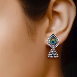 Sangria Silver-Plated Alloy Jhumkas-17