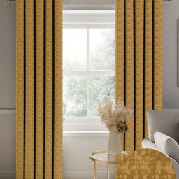 Nefertiti Home Mustard Set of 2 Floral Black Out Door Curtain-image-93