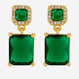 Kushal's Fashion Jewellery Gold-Plated Party Zircon Geometric Drop Earrings-picture-41