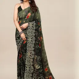 Moda Rapido Green Printed Poly Georgette Sarees-picture-35