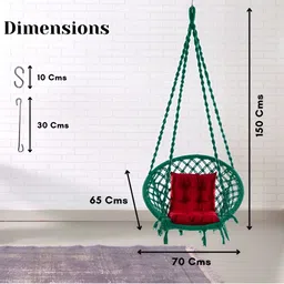 Swingzy Red & Green Round-Shaped Hanging Hammock Swing With Cushion image 4