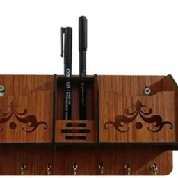 key holder Designer wooden Key Holder With 2 Mobile Pocket and pen Wood Key Holder-image-89