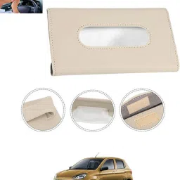 Beige Leatherite Rectangle Shape Fancy Design Tissue Dispencer For Car-78 Vehicle Tissue Dispenser-23