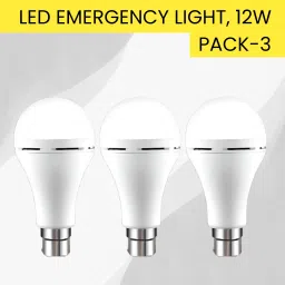 12W Rechargeable Inverter LED Bulb with Upto 4H.Power Cut Lighting Pack of_3N112 4 hrs Bulb Emergency Light-image-7