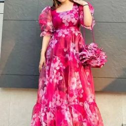 Printed Organza Stitched Anarkali Gown-image-34