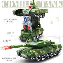 ichoice Deformation Combat Tank Transform Robot Toy with Light & Music Automatic Transforming Robot Tank Toy for Kids with Bump Function image 4