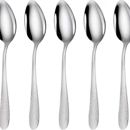 Silverware Table Spoons Set | 5-Pcs Flatware for Dinner, Party | Sterling Silver Stainless Steel Cutlery Set-image-68