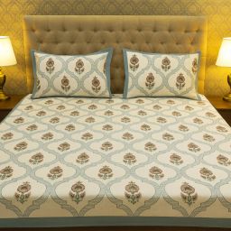 270 TC Cotton King Floral Flat Bedsheet-image-34
