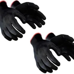 (2 Pair) Multipurpose Cotton Daily Use Safety Hand Gloves Reusable Washable Grip Coating Anti Cut Resistant For Bike Riding Virus Protection Garden Gardening Heavy Duty Industrial Construction Work –Black NitrileSafety Gloves-image-76
