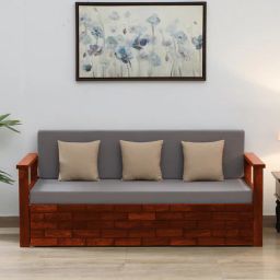woodsworth from pepperfry Indus Sheesham Wood Pull Out 3 Seater Sofa Cum Bed In Honey Oak Finish with Storage-picture-7