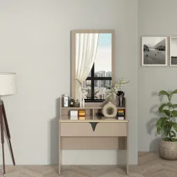 spacewood Royce Dressing Table With Mirror & Drawer In High Gloss Ceramic Finish-picture-48