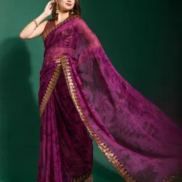 Manu Designer Sequinned Pure Chiffon Saree image 2