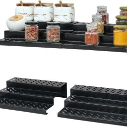 Containers Kitchen Rack 3 Tier Expandable Spice Rack - Black – Expands 12.2 To 21.6” Carbon Steel-image-27