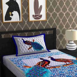 144 TC Cotton Single Jaipuri Prints Flat Bedsheet-image-75