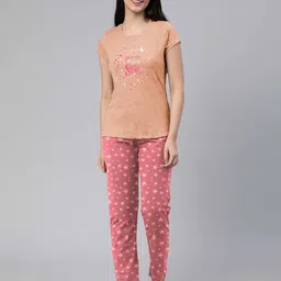 lyra Women Top & Pyjama Set Pink Printed-picture-28