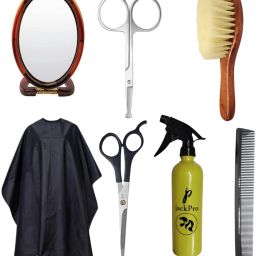 Doberyl Hair Cutting Scissors for Salon Spray bottles Cutting Aprons Mirror Duster Brush Personal Care Appliance Combo-47