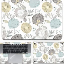 dzazner Fullbody 4-Piece Laptop Skin Wrap Decal Vinyl Sticker Compatible for MacBook Pro 16 inch A2141 2019 Release (artistic flowers on white) Precision Cut Stretched Vinyl Laptop Skin Compatible for 16 inch-picture-8