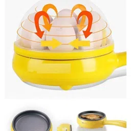 hiral enterprise Multi Functional Electronic 2 in 1 Single Layer Egg Boiler Steamer Cooker with Handle and Capacity of 7 Eggs | Egg Boiling Non-Stick Steamer and Egg Frying Pan Machine in Multicolor SINGLE LAYER EGG BOILER WITH HANDLE Egg Cooker image 4