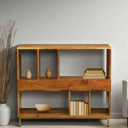 woodsworth from pepperfry Botswana Acacia Wood Bookshelf In Natural Finish-picture-32