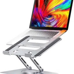 Ancestors Height Adjustable Foldable Riser for All Laptops up to 16 Inch/40.64 cms Aluminium Floor and Desk Stand Rotatable Laptop Stand with Adjustable Height Compatible with 36 - 39cm Laptops-18