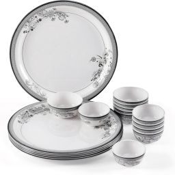 Pack of 18 Melamin Food Grade | Silver Lace | Tableware, Stain free Dinner Set-image-56