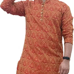 Men Self Design Jacquard Straight Kurta-image-19