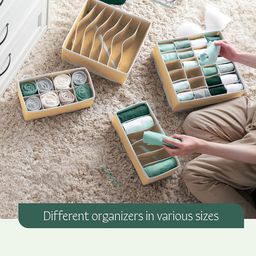 Kuber Industries Beige Set of 6 Reusable Drawer Organiser Organisers image 2