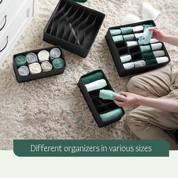 Kuber Industries Black Set of 6 Reusable Drawer Organiser Organisers image 4