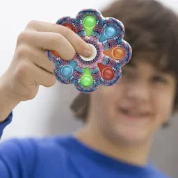 halo nation Pop It Fidget Spinner Toy for Kids 2 in 1 Fidget Spinner Stress Relief Sensory Fidget Toys for Children Adults Push Pop Bubble Fidget Spinner pop its , pop it Fidget Toys - Rainbow pop it Toy |Push pop Bubble Fidget Toy, pop Toy - Set of 2 Spinners image 5