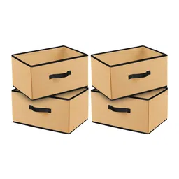 Kuber Industries Set Of 4 Brown Solid Foldable Multi-Purpose Storage Boxes-32