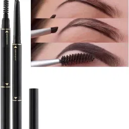 Eyebrow Pencil 2 in 1 Dual Function Eye Brow Filling Pencil with Brush Black-0