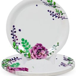 Pack of 4 Melamin 11" Floral Blossom Pattern Dinnerware Plates Perfect for Serving Lunch & Dinner Dinner Set-13