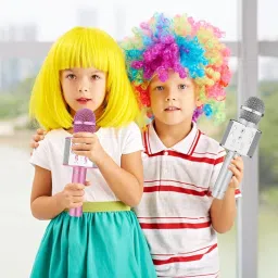 mahadev Kids Advance Handheld Wireless Singing Mike Multi-Function Bluetooth Karaoke Mic image 4