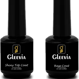 Combo Kit of UV Top Coat Glossy and Base Coat Rubber 15ml Each Pack for Beginners and Professionals Transparent-image-52