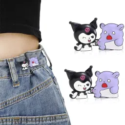 2 Pairs Jeans Tightening Clip, Kuromi Pants Clips Jeans Adjustable Button Pins Metal Buttons-image-91