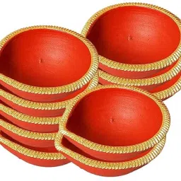 Handmade Mitti Diya/Earthen Clay Diya/ for Pooja Earthenware (Pack of 10) Table Diya-image-58