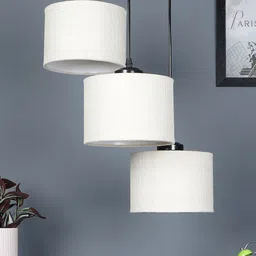 Devansh White Solid Jute Drum Hanging Lamp image 3