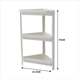kuber industries Corner shelf For Bathroom|3 Layer Triangle Rack for Storage|Plastic shelf Plastic Wall Shelf image 4
