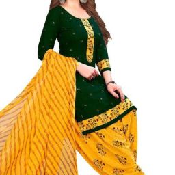 Unstitched Crepe Salwar Suit Material Printed-image-1