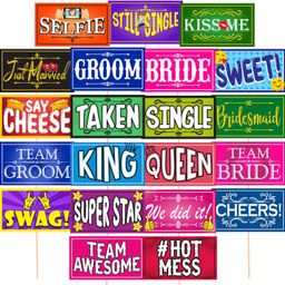 zyozi 21 Pack Wedding Photo Booth Props - Funny, Bridal Party Photo Props, Photo Booth Board-picture-48