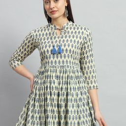 Gujari Ethnic Motifs Printed Cotton Empire Top-57