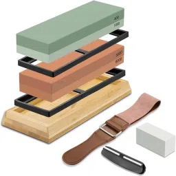 2pcs Double Side Sharpener Stone with Wooden Base 400/1000/3000/8000 Grit Knife Sharpening Stone-image-72