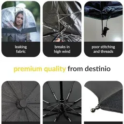 ecomzio 3 Fold Auto Open Close Compact Foldable Umbrella with Wooden Handle for Rain,Sun Umbrella image 5