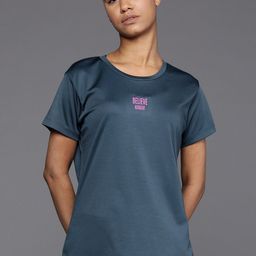 hrx by hrithik roshan Women Solid Round Neck Polyester Blue T-Shirt-picture-0