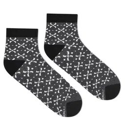 Dynamocks Unisex Grey & Black Patterned Ankle-Length Socks image 2