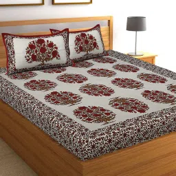144 TC Cotton Double Jaipuri Prints Flat Bedsheet-picture-13