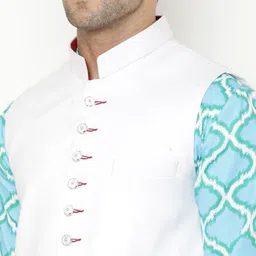 Hangup Men Ethnic Motifs Printed Kurta with Pyjamas & With Nehru jacket image 4